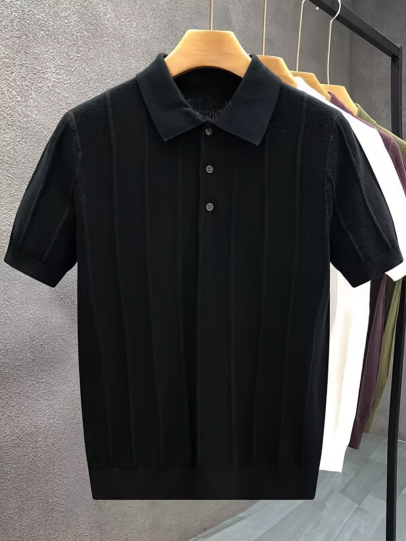 High-End Luxury Vertical Strip - Polo Shirt Pique ulasan dan harga