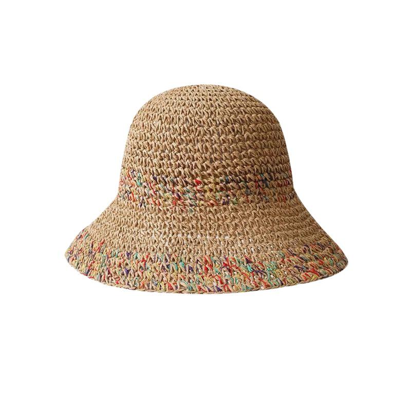 Women Handwoven Rainbow Straw  - Bucket Hat Straw ulasan dan harga
