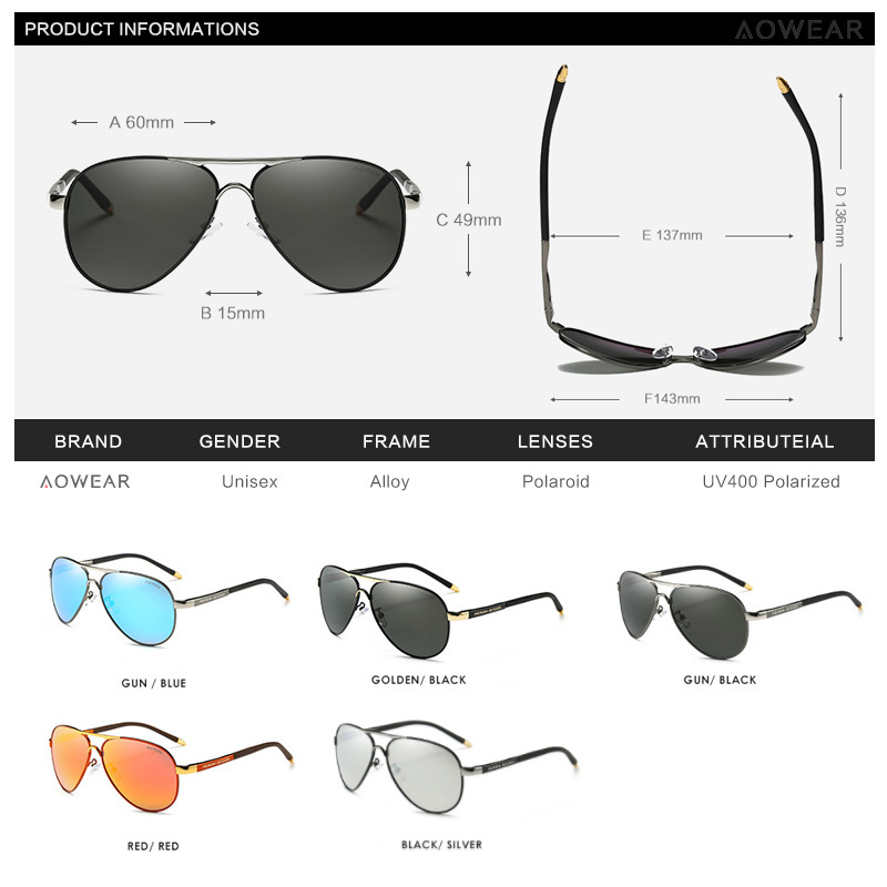 AOWEAR Men's Aviation Sunglass - Sunglasses Aviator Polarized ulasan dan harga