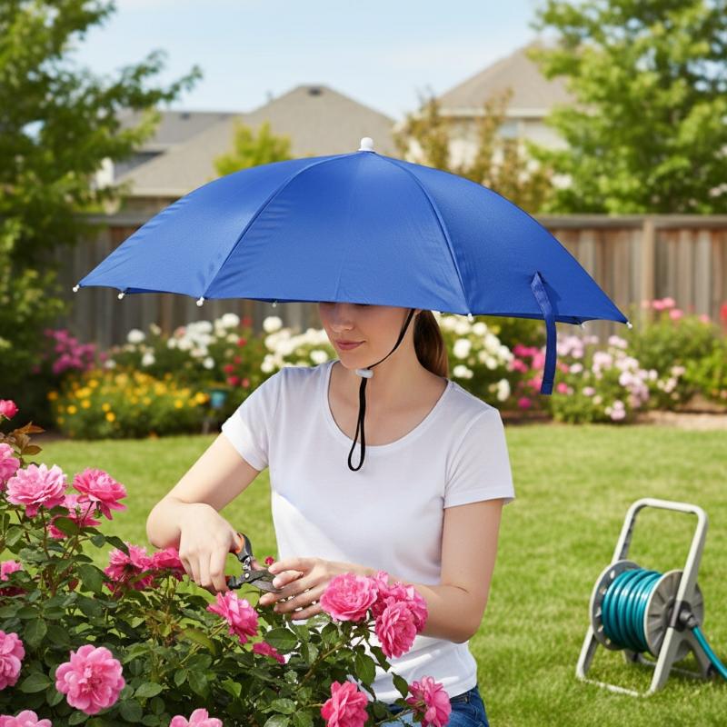 @*Head-mounted Umbrella Foldab - Bucket Hat Straw ulasan dan harga