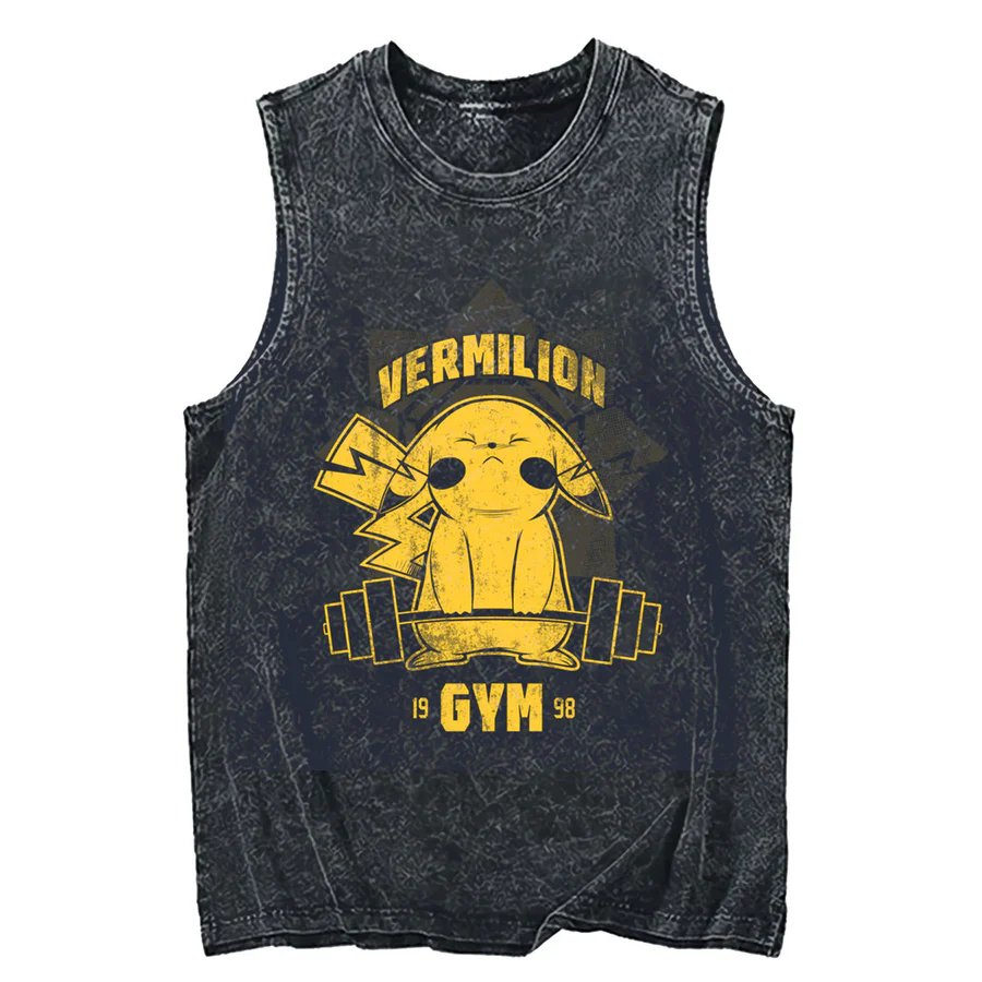 2026 Pokemon Pikachu Acid Wash - Tank Top Muscle ulasan dan harga