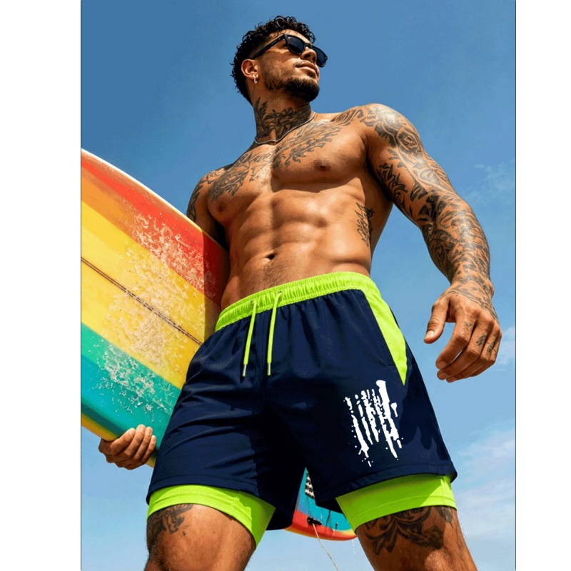 Men'S Two-In-One Double Layer  - Trunks Board Surf ulasan dan harga