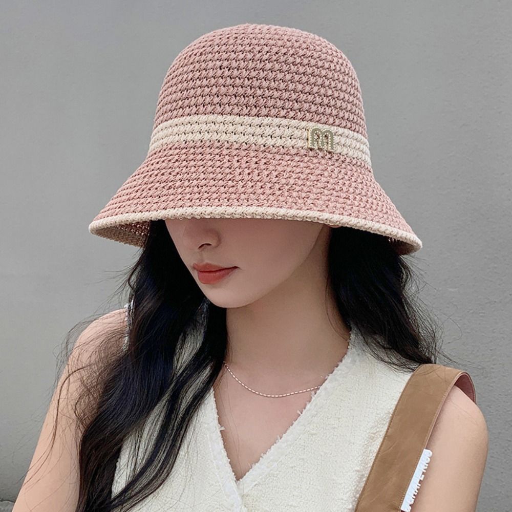 Elegant Bow Fisherman Hat Fold - Bucket Hat Straw ulasan dan harga